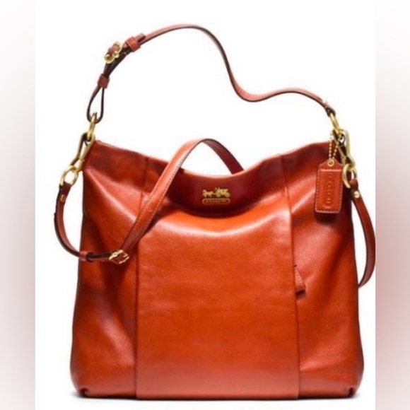 Coach Leather Madison Persimmon Hobo Shoulder Bag-21224 - Picture 1 of 14